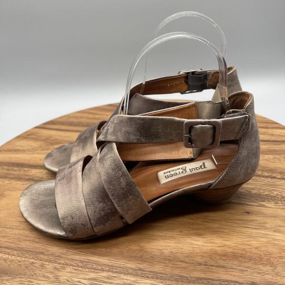 Paul Green Sandals Womens Size 7 Criss Cross Leather Heels Comfort Buckle - Picture 3 of 8